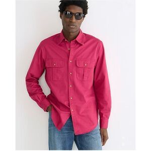 J. Crew Men’s Heritage Twill Two-pocket Work-shirt Color Raspberry